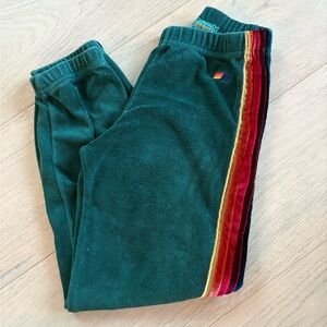 Aviator Nation Kids Velour Joggers with Multicolor Stripe Size 10